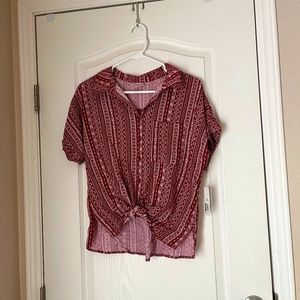 Red Button Down Top